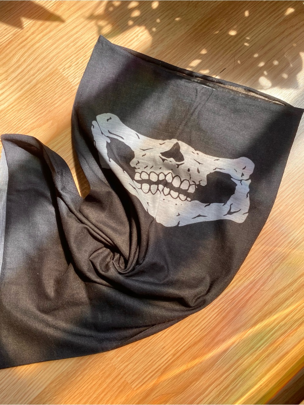 Mask Scarf Bandana Black Skull Print